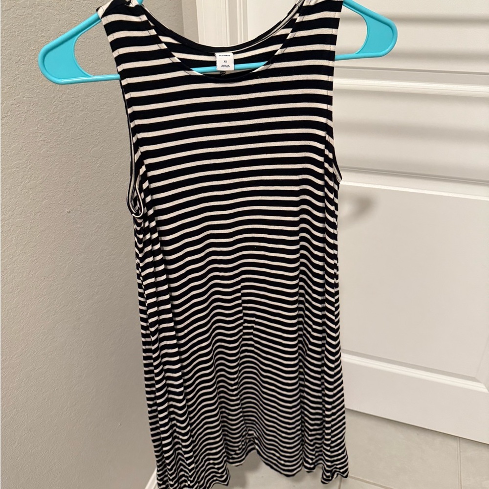 Black and White Striped Sleeveless Dress
